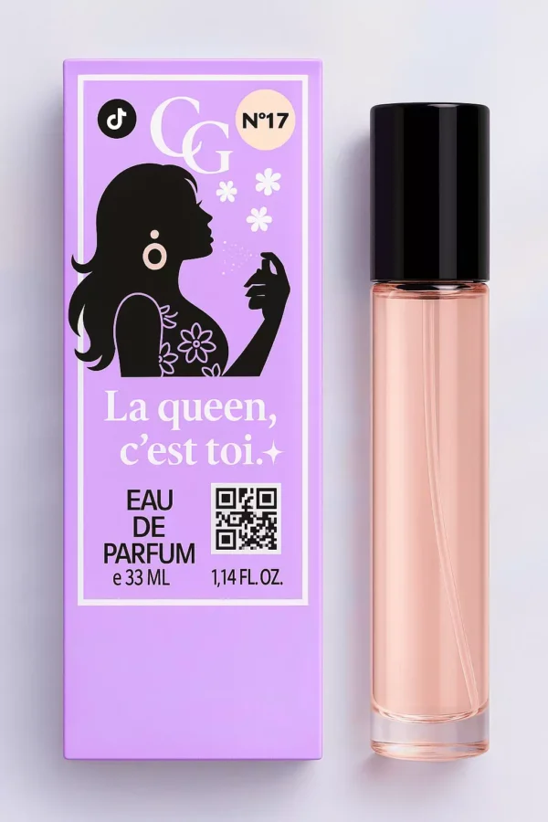 Flacon d'eau de parfum générique Black Opium 33ml Clean Girl au design sombre et élégant, inspiré de l'esthétique d'Yves Saint Laurent, posé sur une surface brillante. 🖤