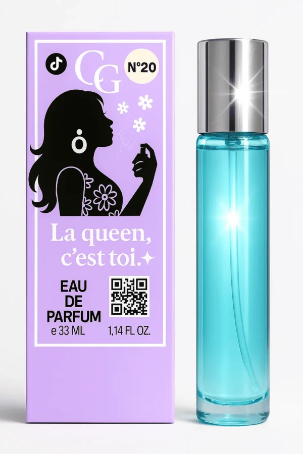 Image d'un vaporisateur de parfum équivalent Angel, illustrant un sillage sucré et sensuel avec des touches de fruits rouges et de chocolat.