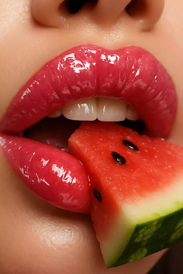 Gisou lip oil – huile pour lèvres au fini brillant, posée sur fond doré éclatant avec diamants scintillants
