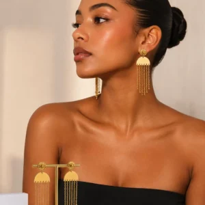 Boucles d'oreilles été pendantes à chaînes acier inoxydable